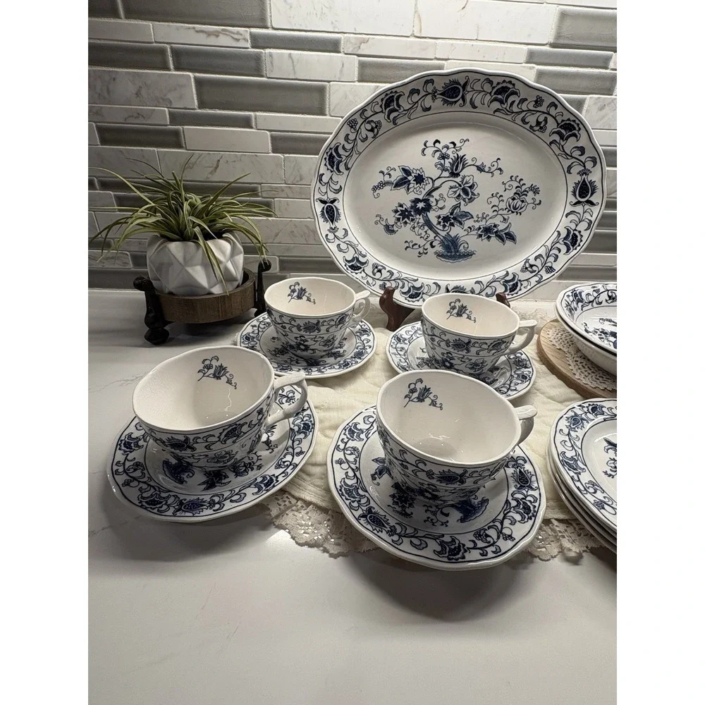 NIKKO Ironstone MING TREE RARE LOT 13 .4270. Harmony House Blue Bonnet. Vintage